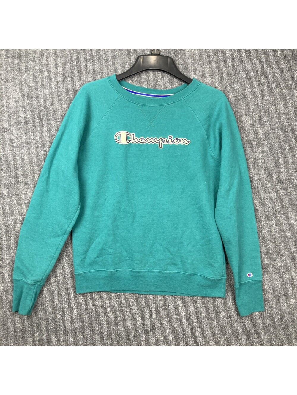 Vintage Champion Women Size Medium Emerald Green Crewneck Pullover Sweatshirt